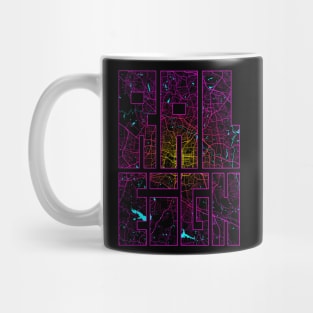 Raleigh, USA City Map Typography - Neon Mug